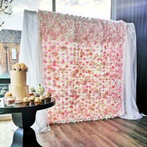 Backdrop trang trí tiệc cưới hoa và vải voan BBX065