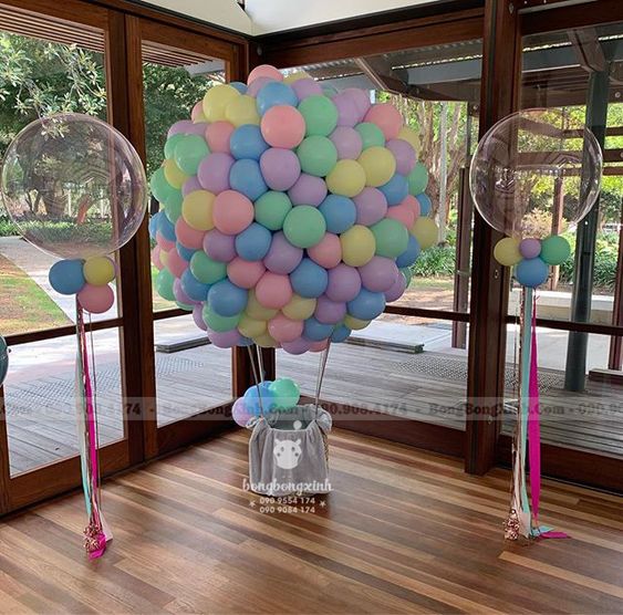 Tiểu cảnh sinh nhật bong bóng khinh khí cầu TCSN006