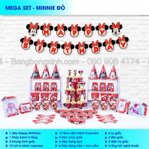 Set phụ kiện sinh nhật Minnie Đỏ BBX542